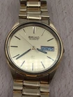 Vintage Seiko Quartz Watch Mens 35mm Gold Tone Dial Day/Date 8123-8009