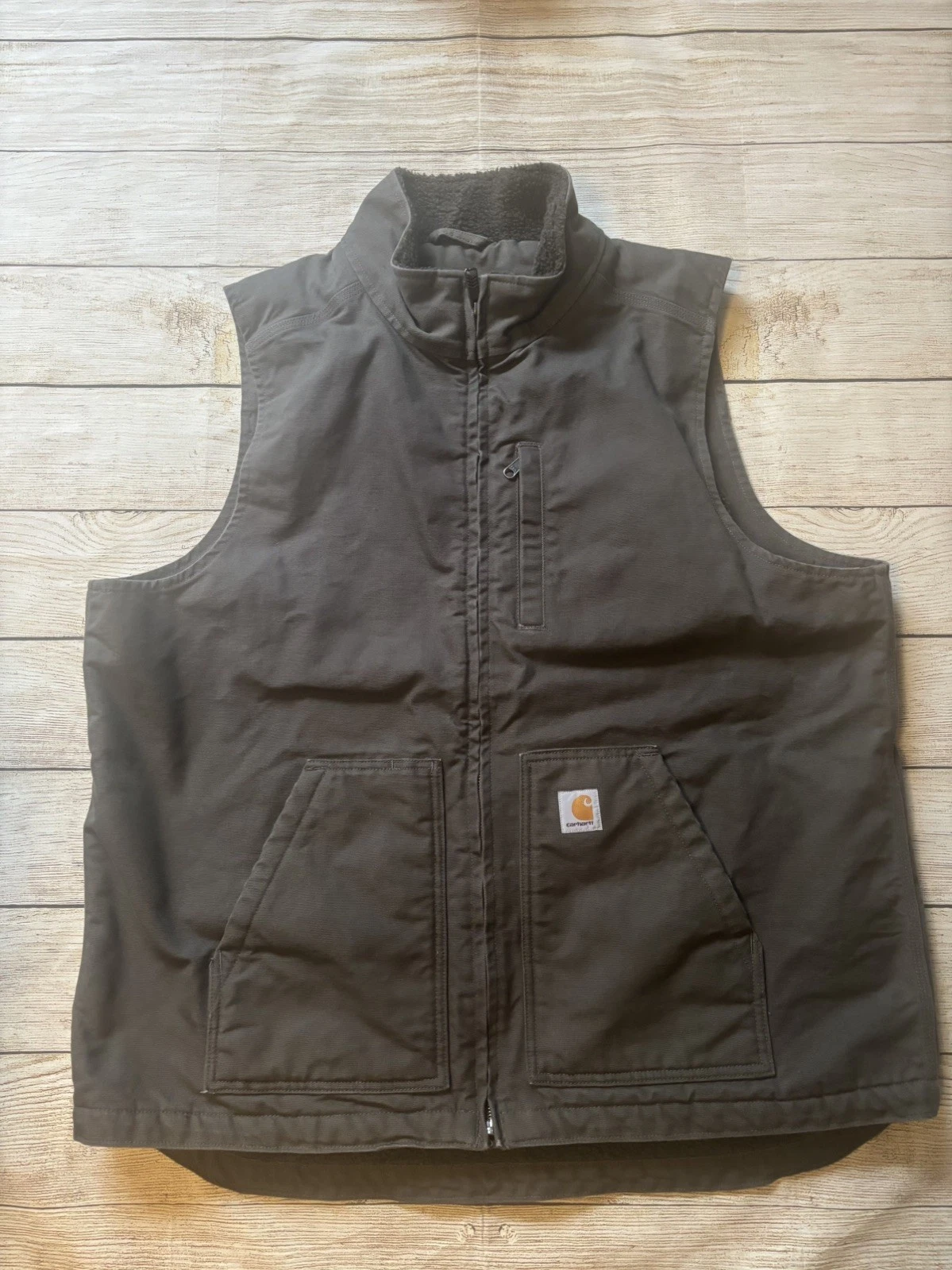 Men’s Carhartt Charcoal Gray Vest, Sherpa lined, mock neck zip vest XL Tall
Opens in a new window or
