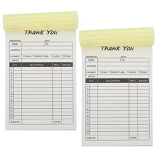 2 Pcs Order Invoice Book Business Carbon Receipt Copy Booklet for Small