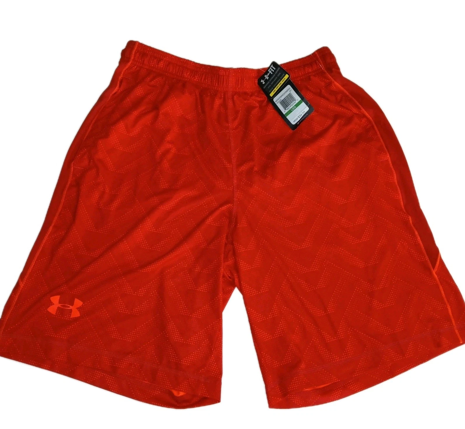 UNDER ARMOUR Performance Loose Fit Mens Heat Gear Athletic Shorts L Red 10"