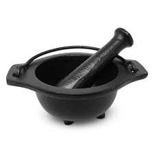 Cast Iron Cauldron Mortar and Pestle Set 3 inch Diameter