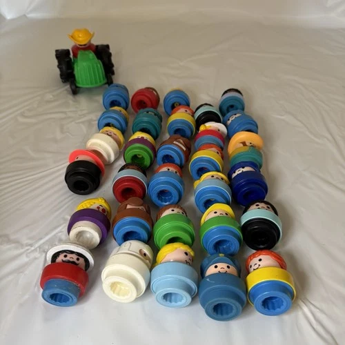 Fisher Price Little People Chunky Figures 1990s Vintage Lot of 31 With Tractor