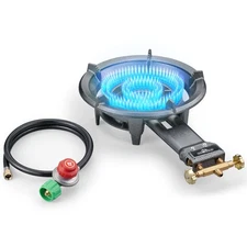 Propane Wok Burner Cast Iron Single Camping Stove With Regulator And Hose High