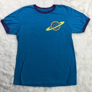 Disney-Toy-Story-Land-Pizza-Planet-Ringer-Shirt-Sz-Medium-Blue-Short-Sleeve-Tee
