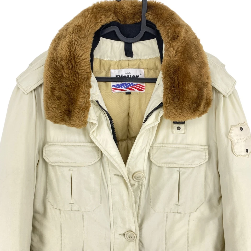 BLAUER Beige Down Jacket Coat Size L - Image 2 of 4