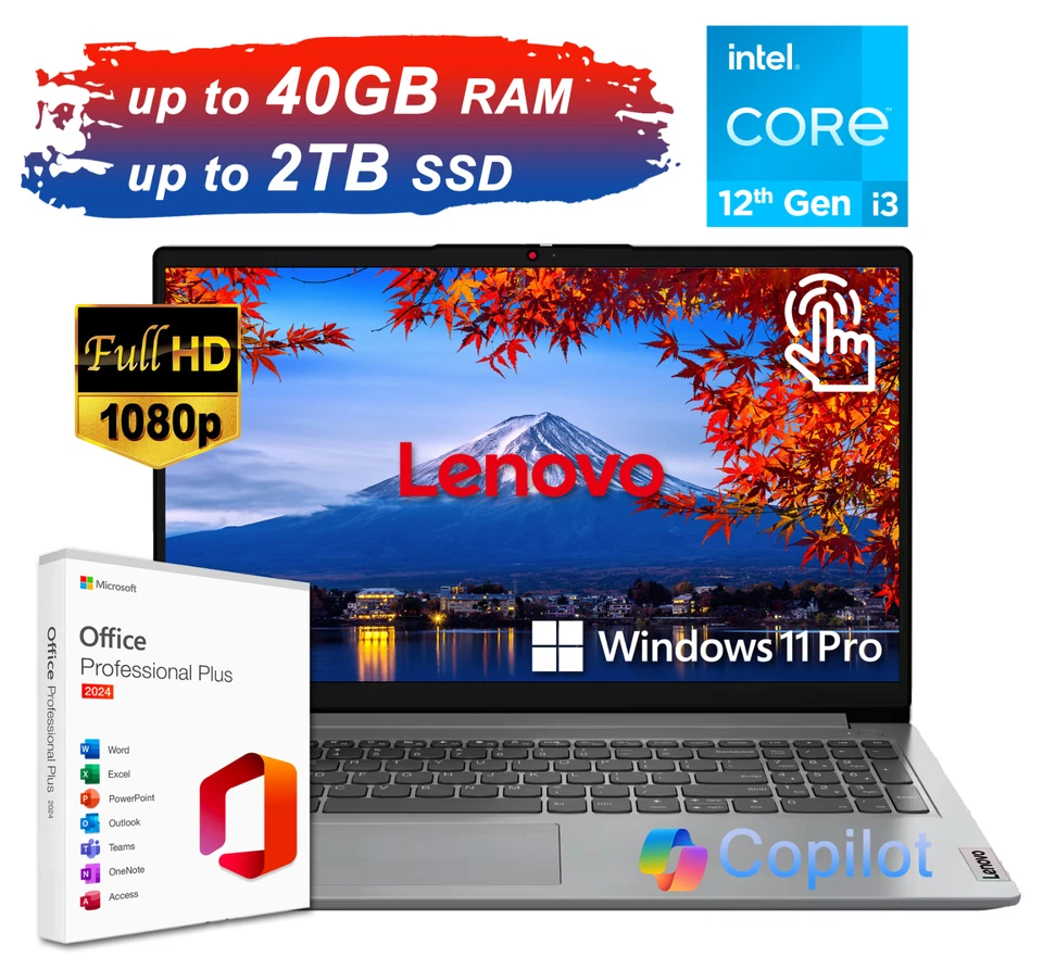 Portátil Lenovo IdeaPad 2025 15,6" táctil 6 núcleos Intel i3 hasta 40 GB RAM 2 TB SSD Pro