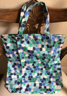 EMILIO PUCCI WOMANS TOTE BAG  GREEN/ BLUE SILK  2009 NEW W. TAG LTD. ITALY