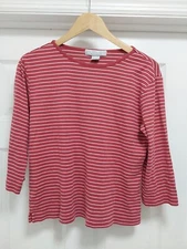 Geoffrey Beene Sport Womens 3/4 Sleeve Striped Top Blouse Size Medium