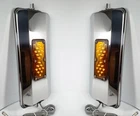 Pair Heated Lighted Stainless Mirrors Amber LED 7x16 For Peterbilt KW West Coast