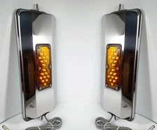 Pair Heated Lighted Stainless Mirrors Amber LED 7x16 For Peterbilt KW West Coast