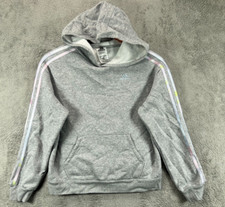 adidas Hoodies Girls 16 XL Hoodies Gray Pastel Rainbow Logo Sweatshirt Pullover