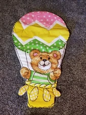 **Vintage Nursery Wall Hanging Vintage Bear In Hot Air Balloon Cloth Soft**
