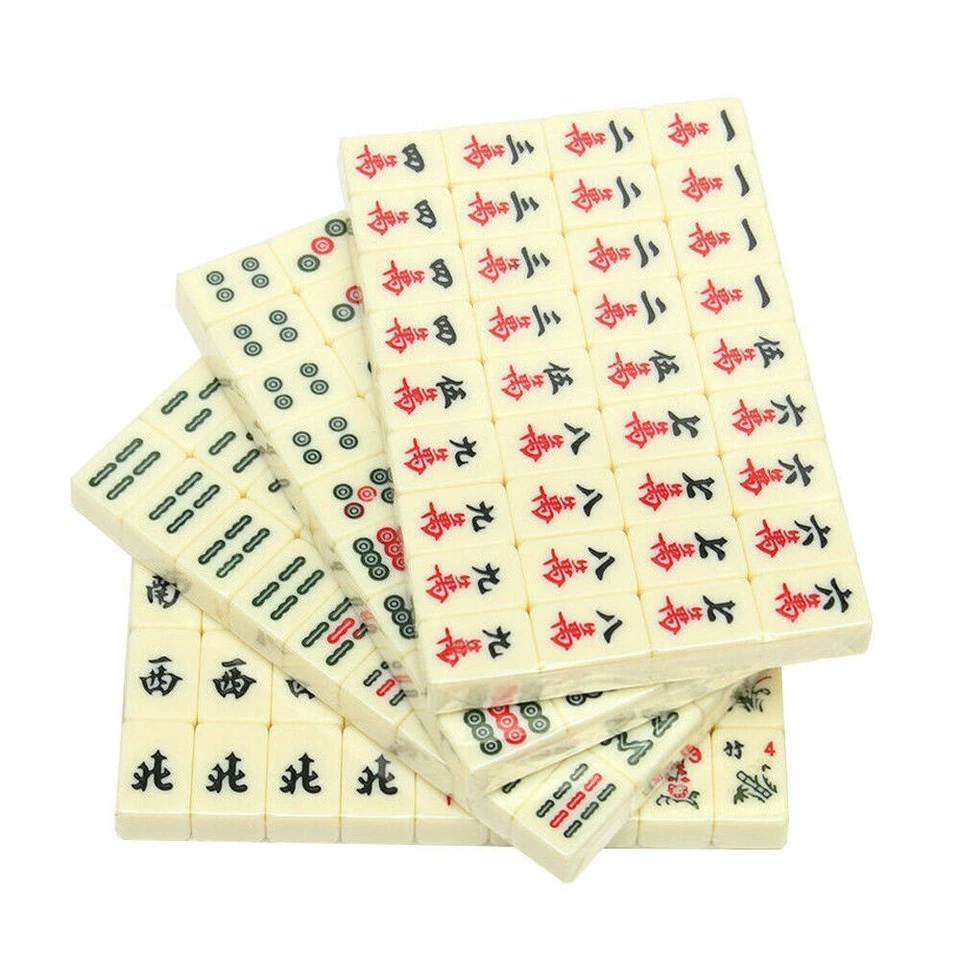 Vintage Chinese Mahjong Set Traditional 144 Tiles Mah-Jong Game Set w/ Case Box - Image 3 of 4