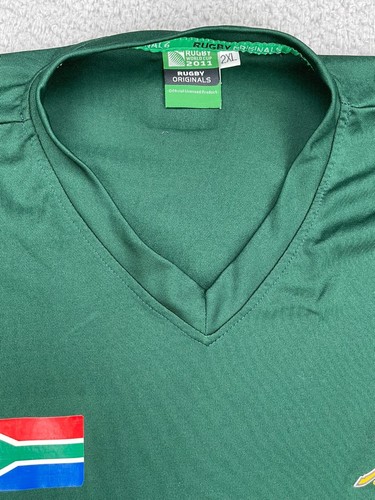 Rugby Originales Sudáfrica SA Rugby Copa Mundial Hombres Camiseta 2XL Verde 2011 - Imagen 13 de 17
