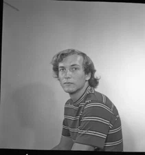 Vintage Negative B&W Med Format 1970's Yearbook Photo Teen Blonde Boy #312