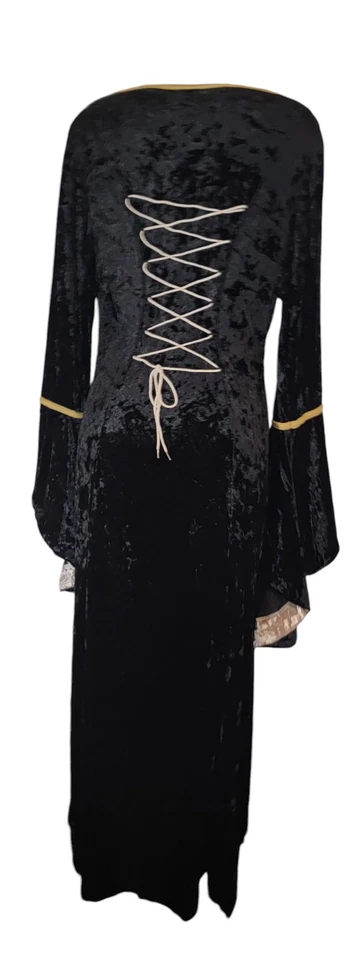 Vestido para mujer negro medieval de terciopelo renacimiento renacimiento Goblincore talla 3X/2X Foto 3 de 4