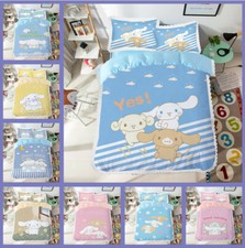Cute Cinnamoroll Bedding Set Girl Lace Bed Sheet Quilt Cover Pillow Case 3/4 PCS