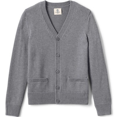 LANDS' END LITTLE BOYS COTTON MODAL BUTTON-UP CARDIGAN SWEATER