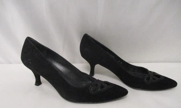 Zapatos de salón Stuart Weitzman para mujer de gamuza con punta en punta negros talla 8 M tacón de gatito Foto 3 de 4