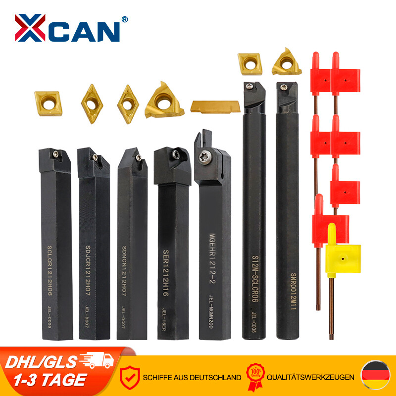 VidaXL Drehmeißel Set 12-tlg. Mit Wendeplatten Bohrstange Klemmhalter Drehstahl Abstechstahl Drehwerkzeug Wendeplattenhalter 16x16mm 100mm