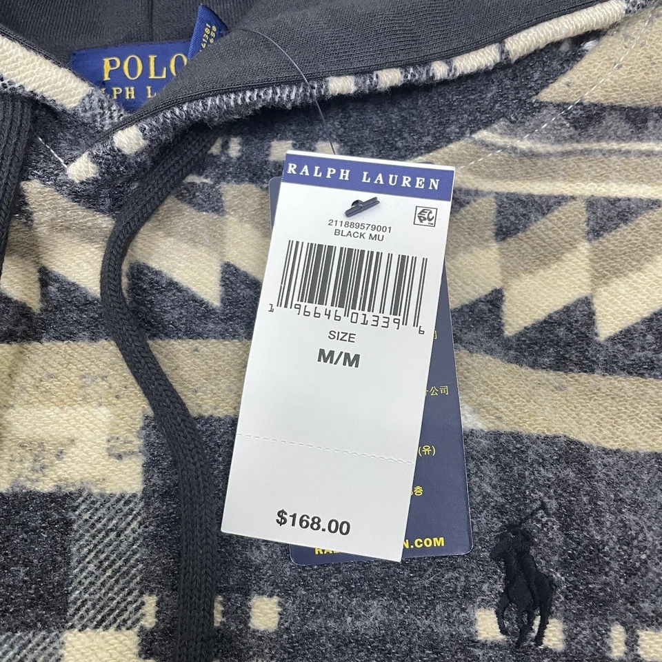 Толстовка с капюшоном Polo Ralph Lauren Patchwork Aztec черная коричневая женская средний размер 168 долл. США - Изображение 3 из 4