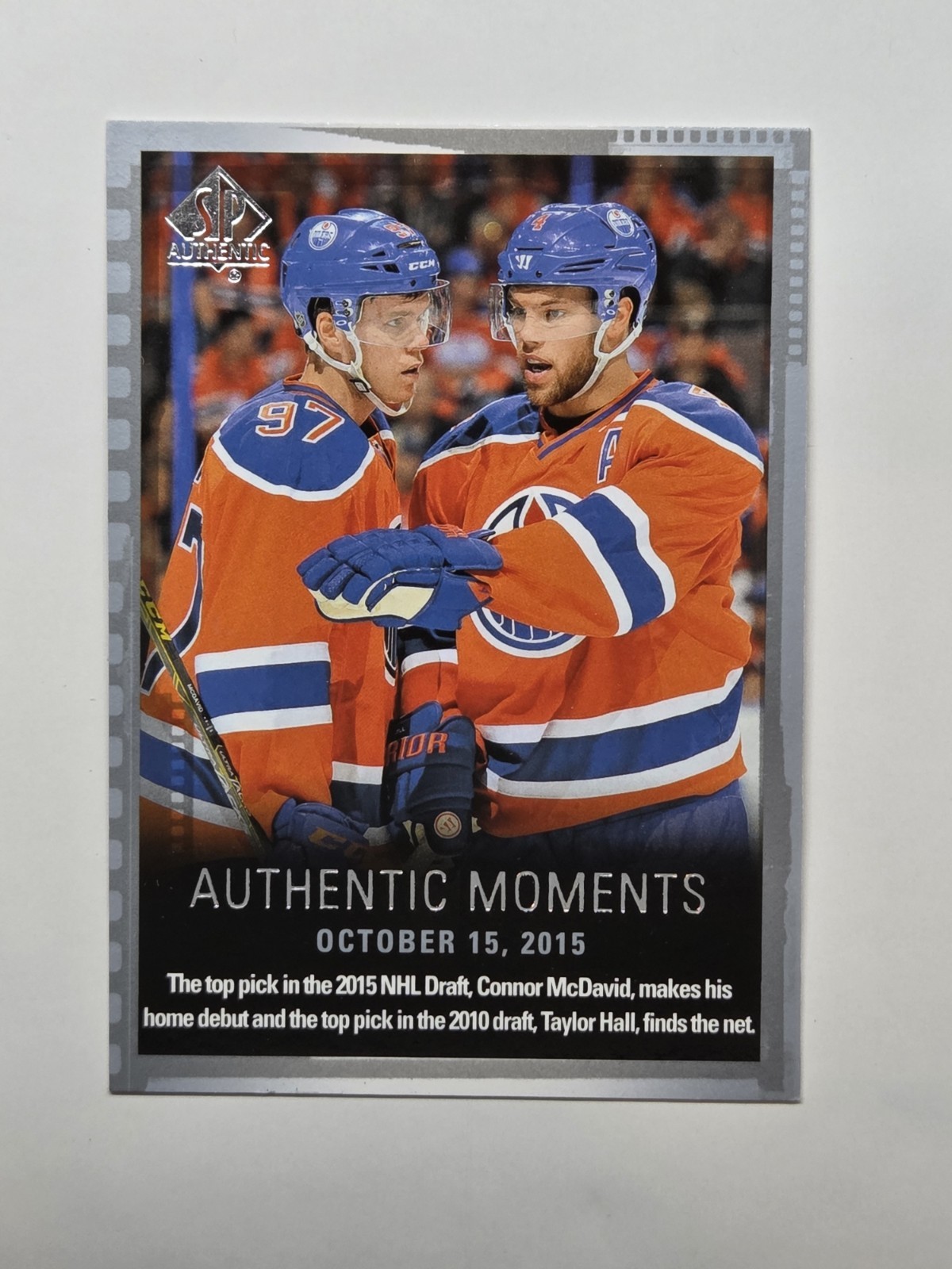 2015-16 SP Authentic #160 TAYLOR HALL CONNOR MCDAVID Authentic Moments