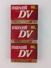 Lot of 3 - Maxell Mini DV SP 60 Minutes Digital Video Cassettes - Factory Sealed