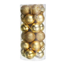 24Pcs 1.1" Christmas Balls Ornaments Shatterproof Hanging Balls Set Gold
