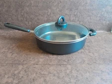 BASIC ESSENTIALS NEW  SAUTE FRY PAN W/ LID STAINLESS NON-STICK  W/GLASS LID