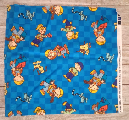 Bob The Builder Sewing Fabric Crafting Length Piece 10" X 10" New - Picture 2 of 2