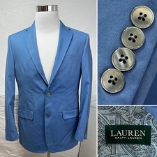 Ralph Lauren Men  s 38R Blue Cotton Chino Blazer Jacket Sport Coat