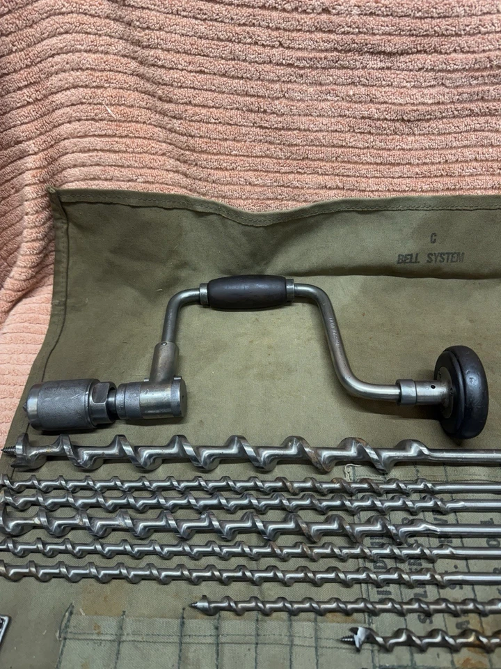 "Kit de herramientas vintage Bell System Linemans y taladro de apoyo manual North Bros 2101-10""" Foto 3 de 4