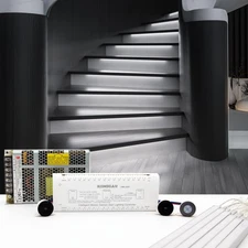 Motion-Activated Cascading Effect LED Stair Lighting Kit KMG-3233, 23.6" Alum...