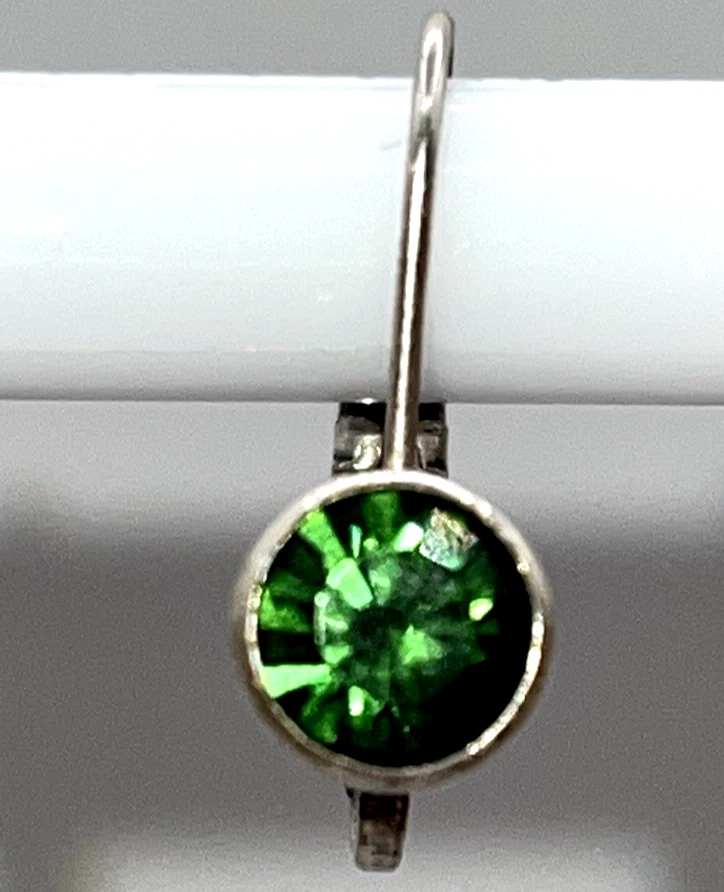 Pendientes Liz Palacios Verde Claro Cristal Swarovski Plata Palanca Firmados a77 Foto 2 de 3