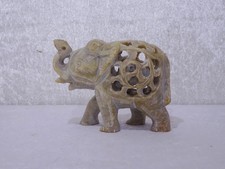 Speckstein Schnitzerei Elefant mit Baby im Bauch - Vintage - Handmade - 8,5 cm