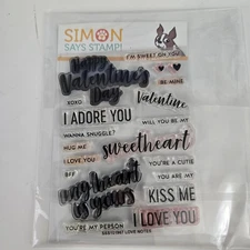 Simon Says Stamp SSS101967 Love Notes, Valentines Day, 20 Cling Stamps Half Used