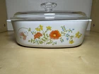 VTG Corning Ware ‘Wildflower’ 2 Qt Casserole Dish A2B w/ Glass PYREX Lid A9C