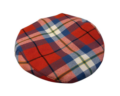 100 % Regiment schottisches Tartan Winter Wolle flache Mütze in Orange Blau Schottenkaro