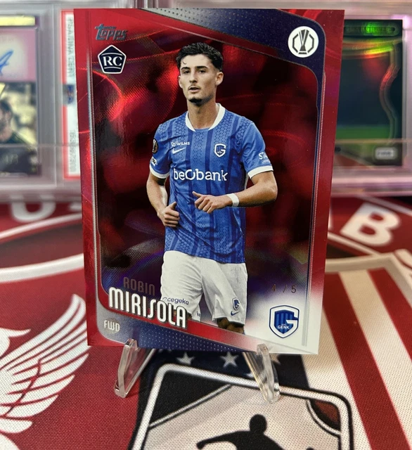 2025-26 Topps Soccer UEFA CC Robin Mirisola Red Raindrops /5 #26 RC KRC Genk