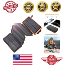 Waterproof Solar Power Bank 25000mAh - Foldable Panels for Ultimate Portability
