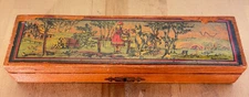 Vtg Wood Pencil Box Made in Germany w Lithographed Lid Little Red Riding Hood