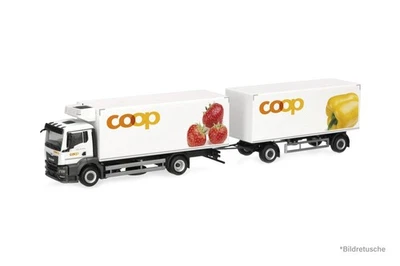 HERPA MAN TGS Kühlkoffer-Hängerzug "COOP" Schweiz / CH EXKLUSIV MODELL NEU/OVP - Bild 1 von 4