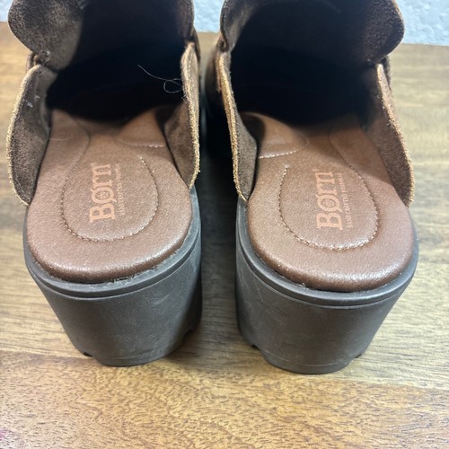 Born Brown Leather Mules Clogs Penny Loafer Style Heeled Shoes Size 6.5 - Picture 7 of 8