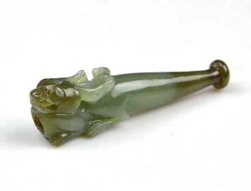 Nephrite Jade Stone Cigarette Holder Hand Carved Dragon Stone Tobacco Pipe - Picture 9 of 13