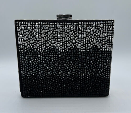 Aldo Box Bag Purse Black to Silver Fade Gemstone/Beaded with Tags - Picture 1 of 9
