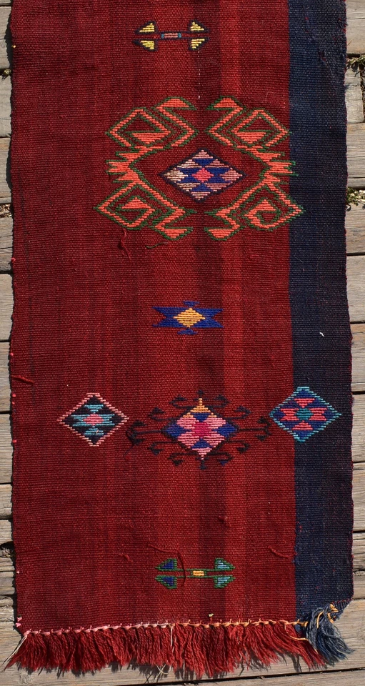 Alfombra Turca 1'x10' Tamaño Oriental Cicim Corredor Pasillo Kilim 45x312cm - Imagen 3 de 4