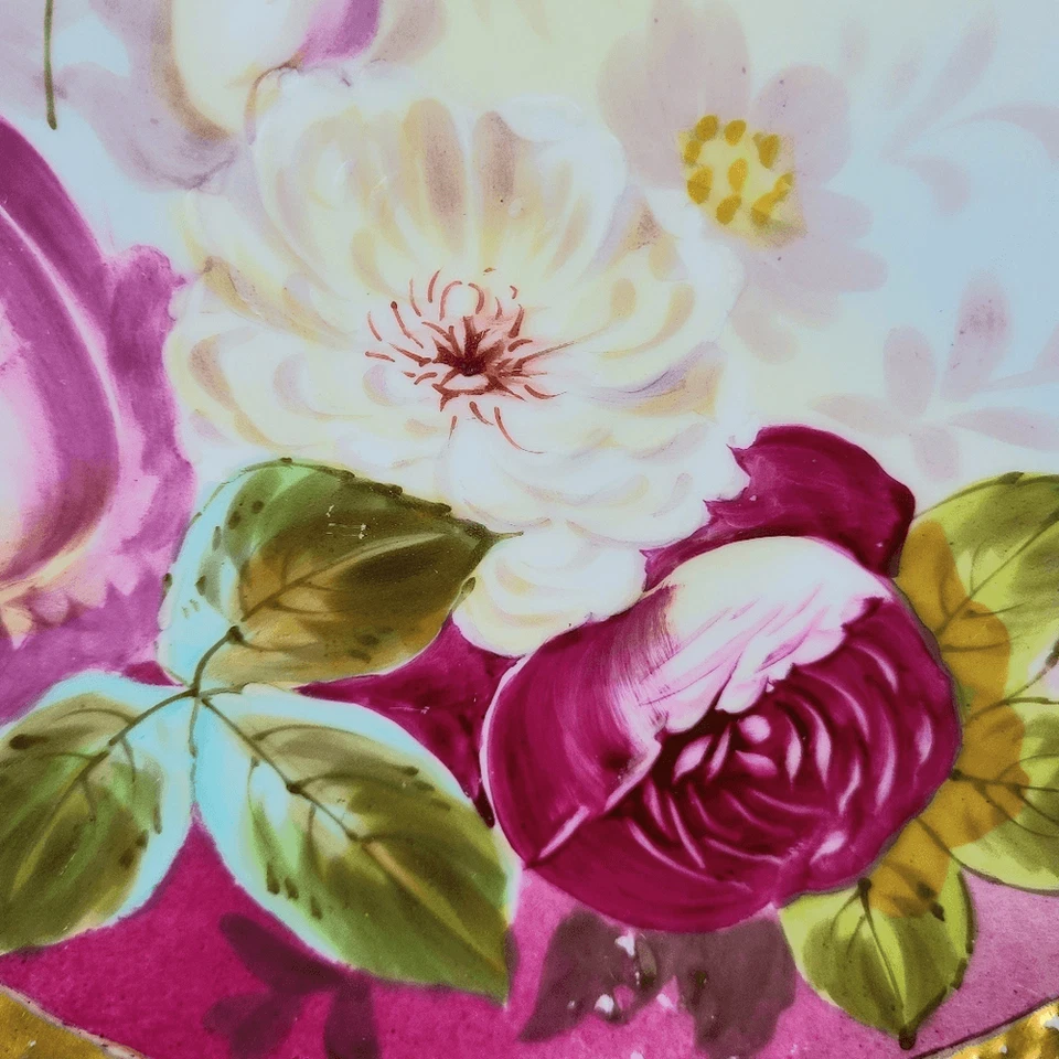 Plato Limoges Francia Firmado por Artista B. Luc Floral Pintado a Mano Decorativo - Leer Foto 4 de 4