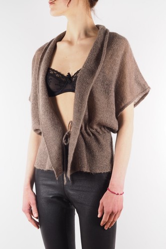 Ann Demeulemeester Damen beige Wollstrickpullover Cape Cardigan Größe S/Small - Bild 2 von 7
