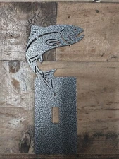 Fish Metal Switch Cover Plates Wildlife Trout Cabin Lodge Rustic Decor Metal Art