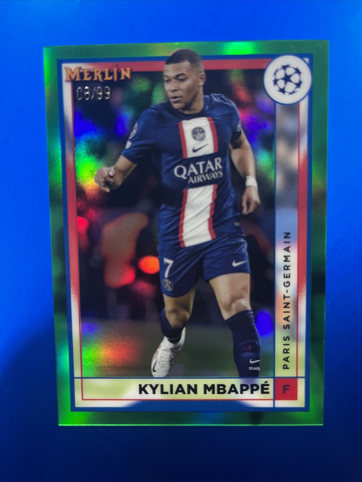2022-23 Topps Merlin KYLIAN MBAPPE Green Refractor SSP 06/99 👀🇫🇷🏟️⚽️🔥